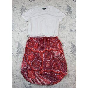 EUC Lauren Ralph Lauren Dress Womens Casual T-shirt Paisley skirt dress size S
